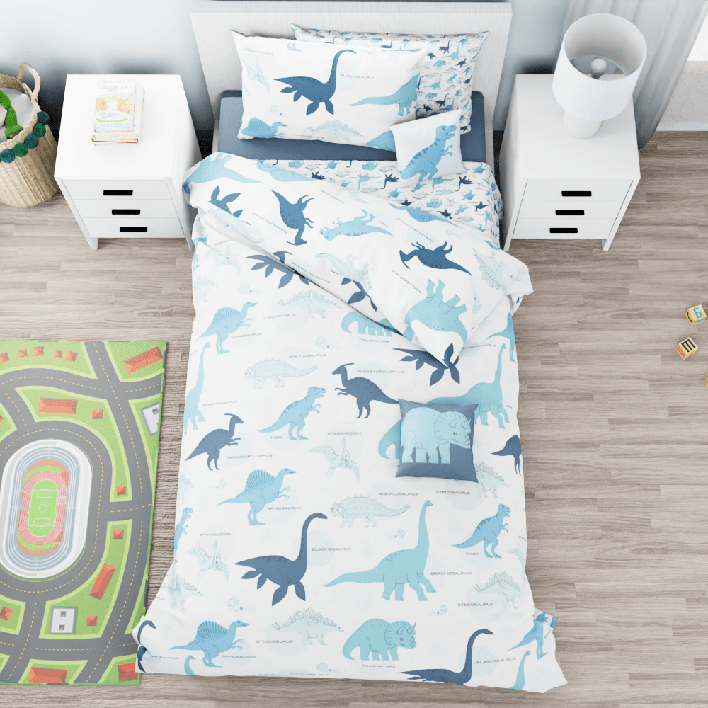 Blue Dinosaur Pattern Reversible Duvet Bed Set - Kidz Bedding