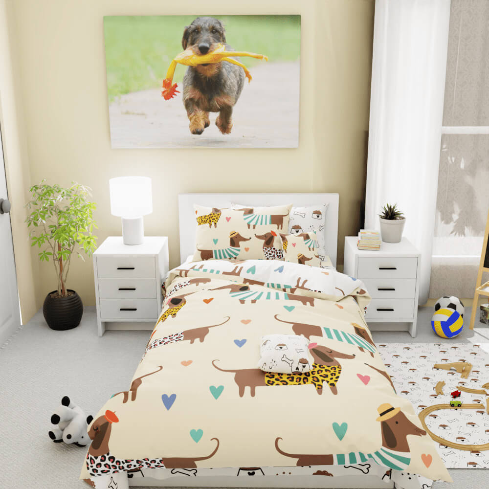 Dachshund Sausage Dog Love Reversible Duvet Bed Set - Kidz Bedding