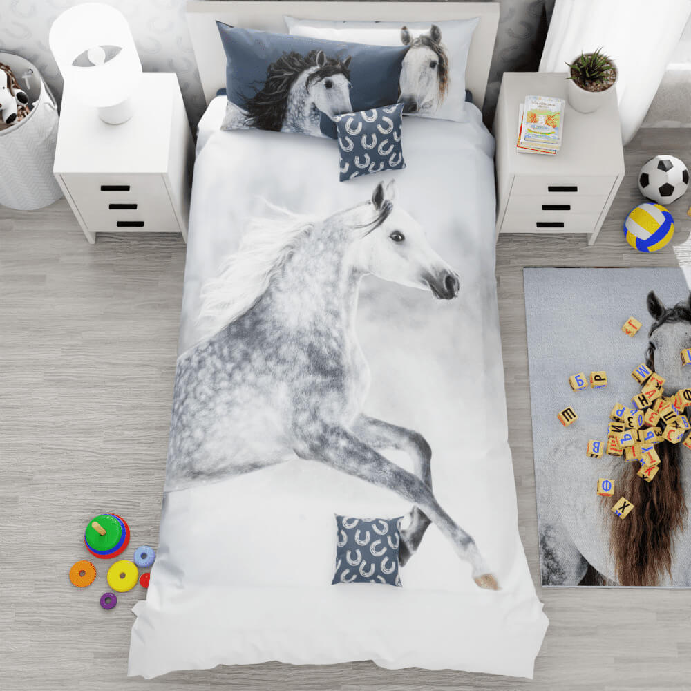 Snow Horse Reversible Duvet Bed Set - Kidz Bedding