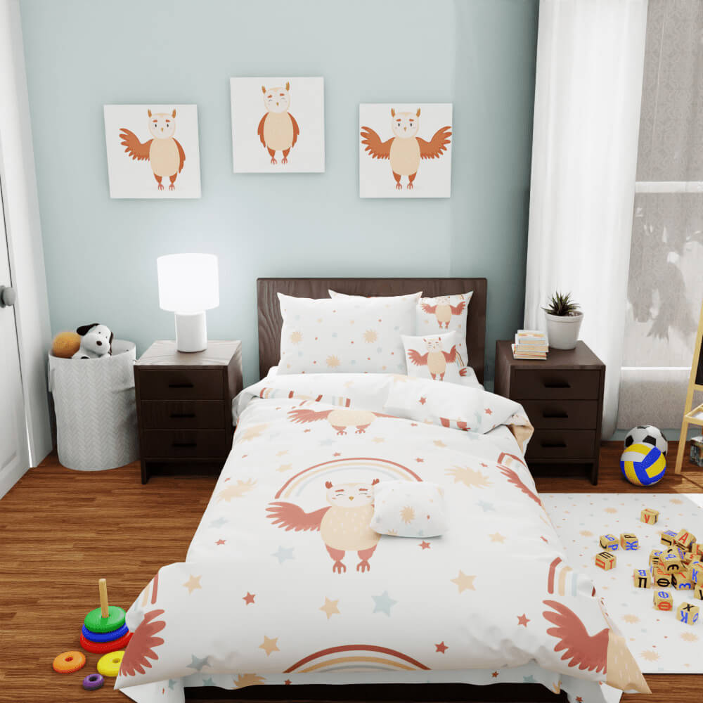 Owls and Rainbows Reversible Duvet Bed Set - Kidz Bedding