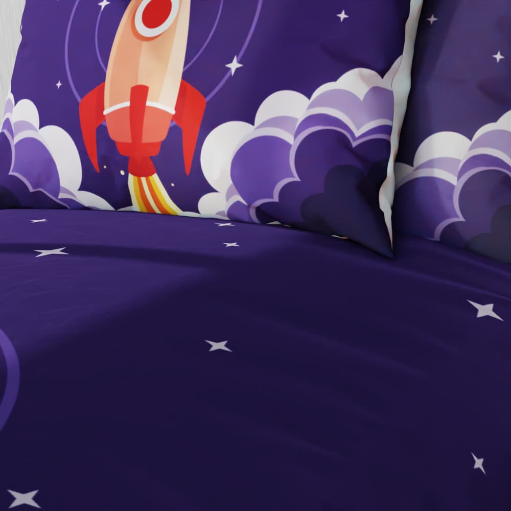 Space Rocket Blast Off Reversible Duvet Bed Set - Kidz Bedding