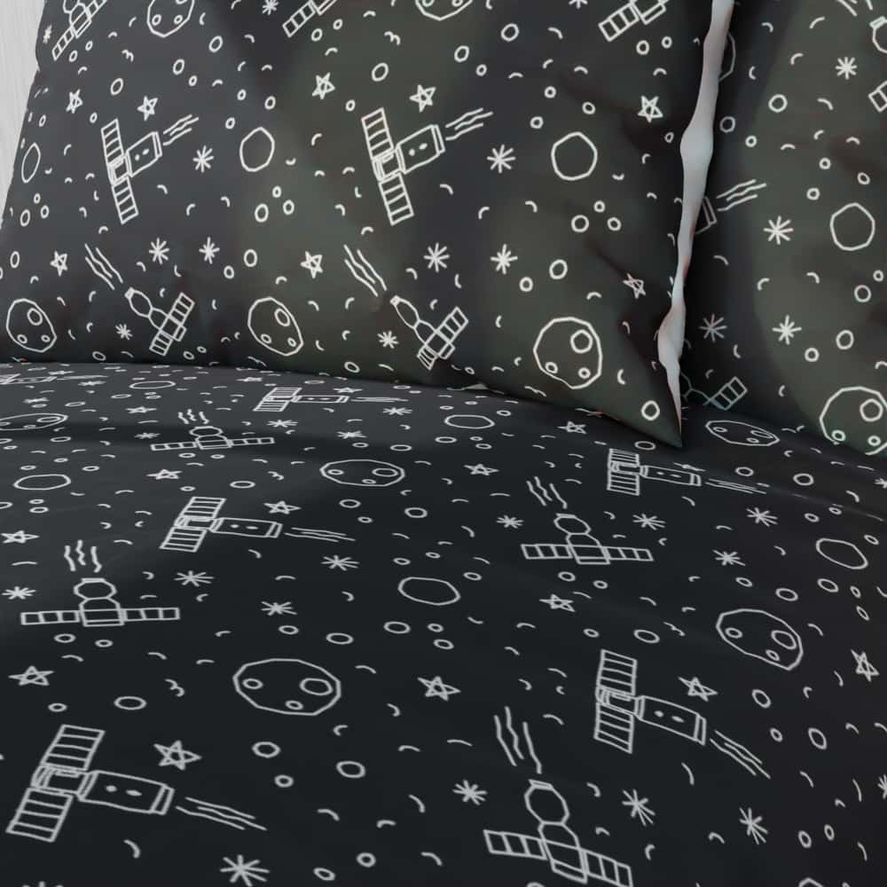 Space Line Pattern Reversible Duvet Bed Set - Kidz Bedding