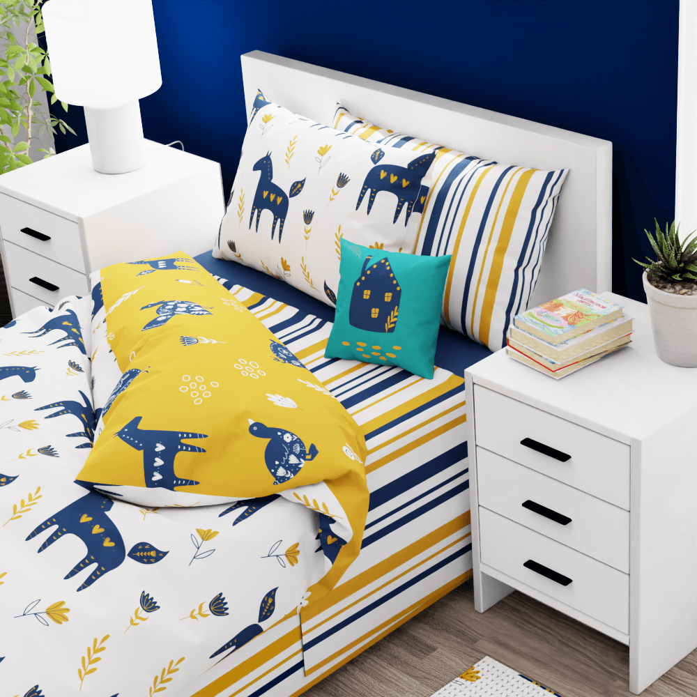 Horses Pattern Reversible Duvet Bed Set - Kidz Bedding