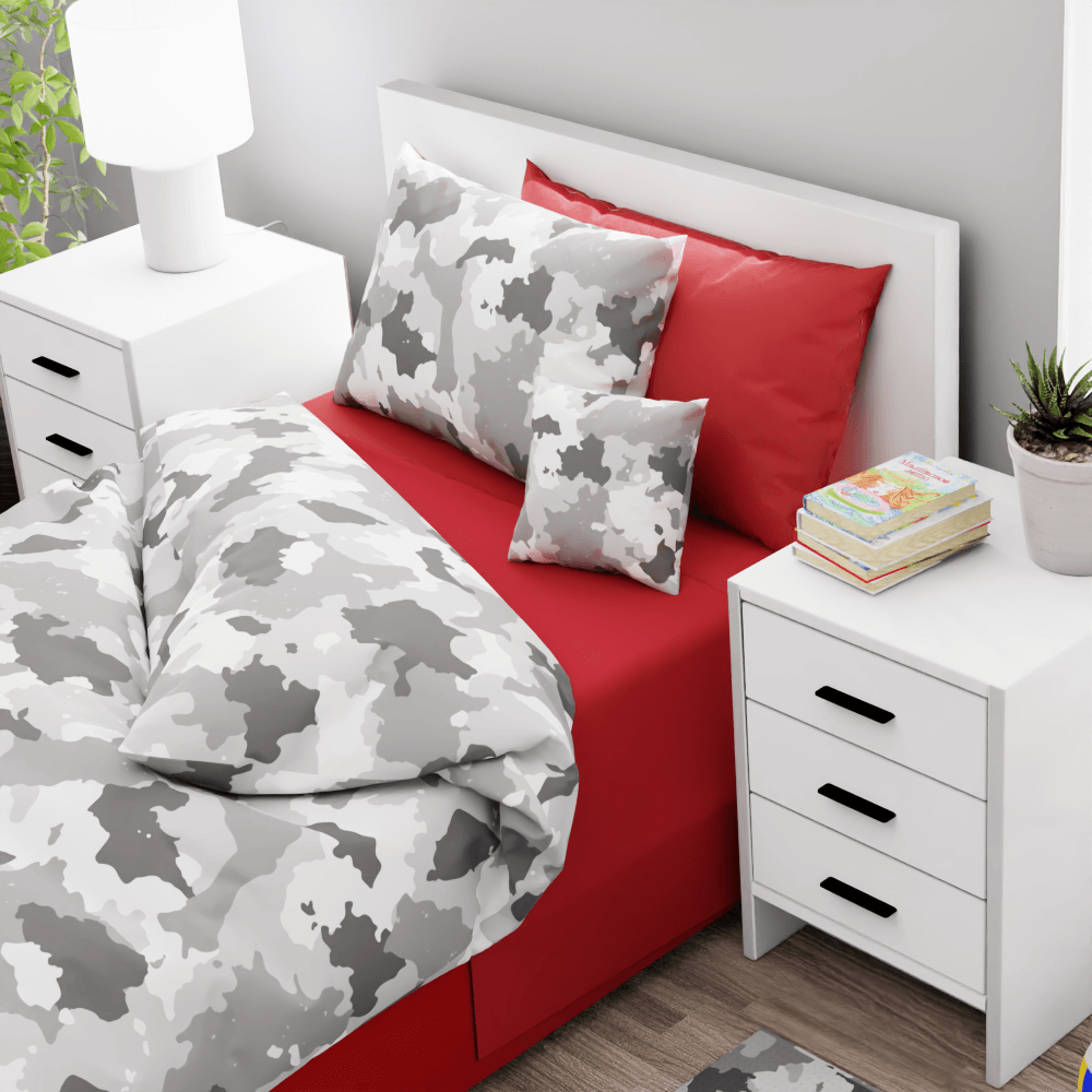 Camouflage Soft Gray Reversible Duvet Bed Set - Kidz Bedding