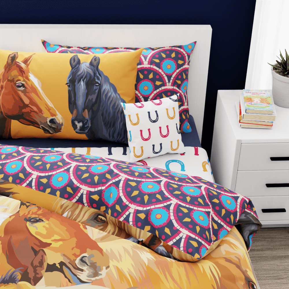 Horse Mosaic Reversible Duvet Bed Set - Kidz Bedding