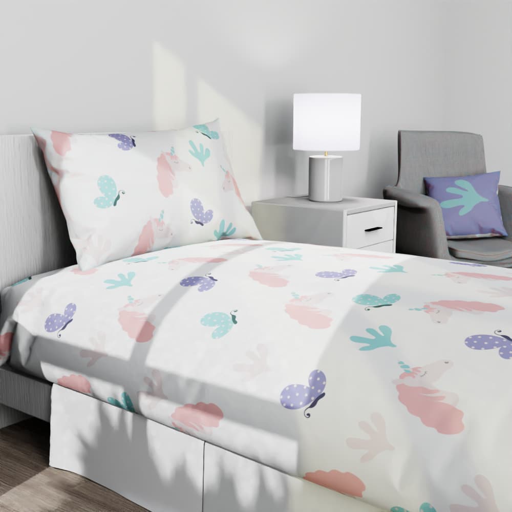 Unicorns and Butterflies Reversible Duvet Bed Set - Kidz Bedding