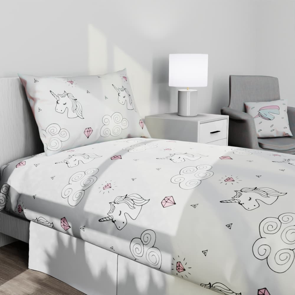 Unicorn Line Drawing Reversible Duvet Bed Set - Kidz Bedding