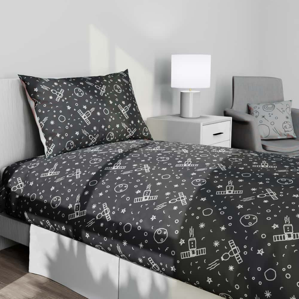 Space Line Pattern Reversible Duvet Bed Set - Kidz Bedding