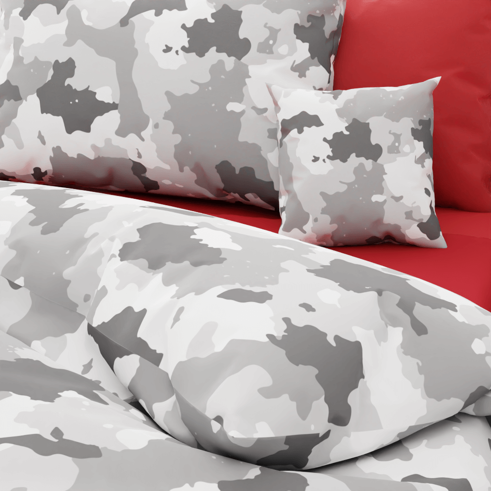 Camouflage Soft Gray Reversible Duvet Bed Set - Kidz Bedding