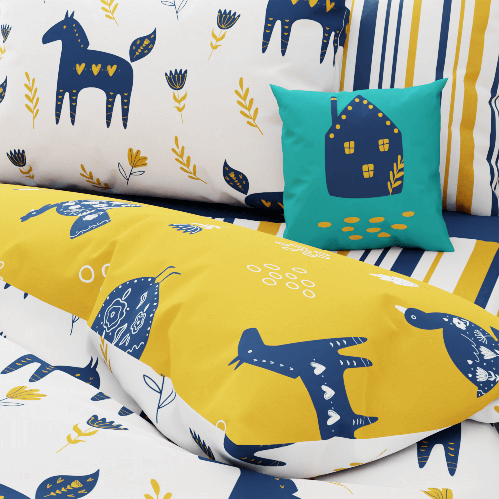 Horses Pattern Reversible Duvet Bed Set - Kidz Bedding