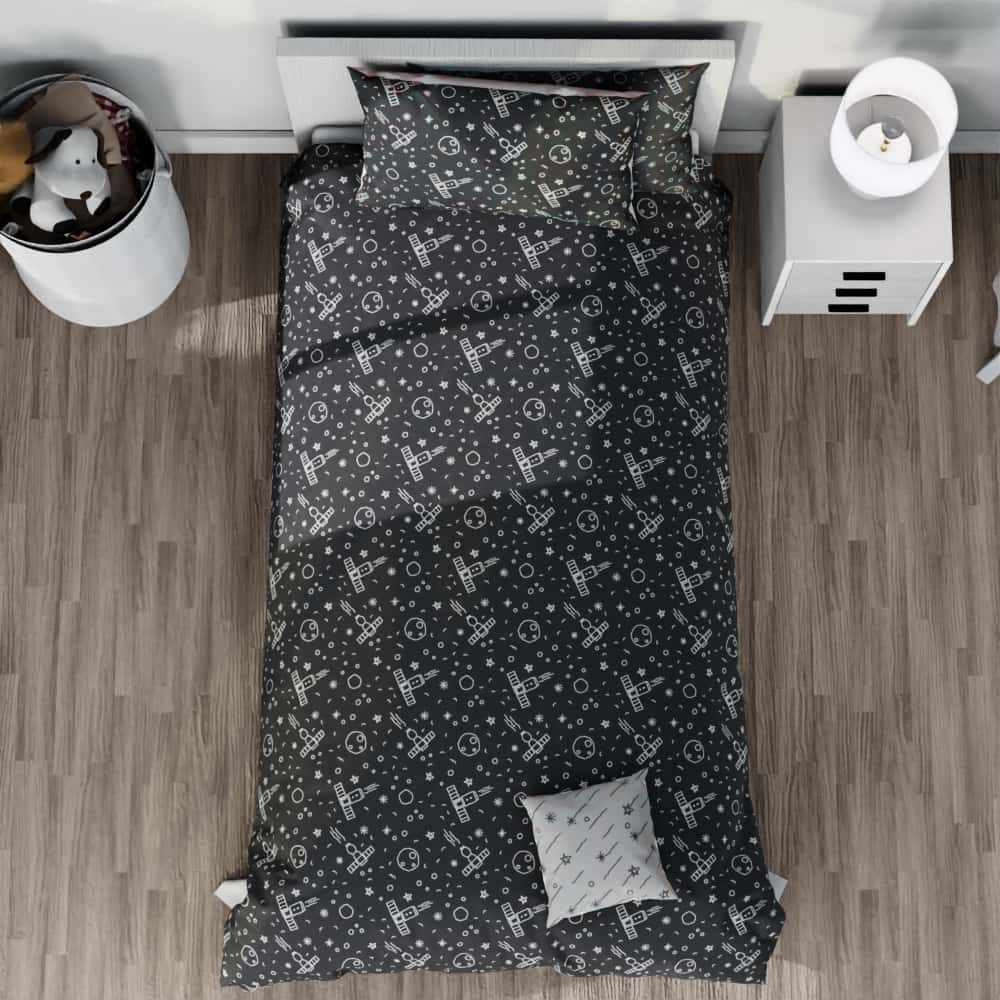 Space Line Pattern Reversible Duvet Bed Set - Kidz Bedding