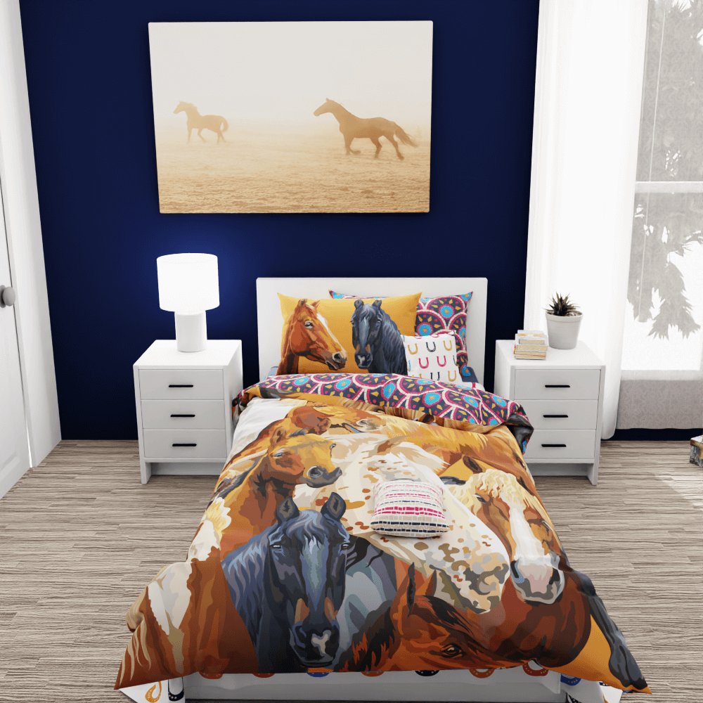 Horse Mosaic Reversible Duvet Bed Set - Kidz Bedding