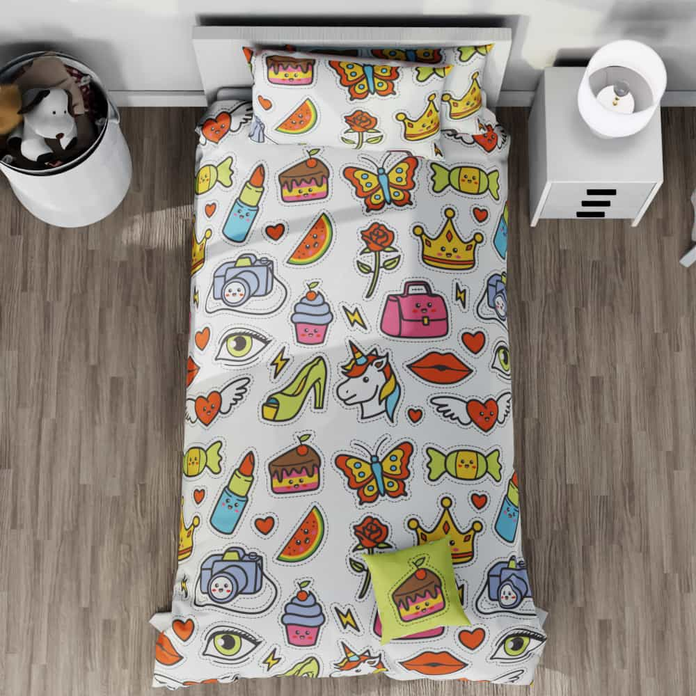 Unicorn Fashion Patch Reversible Duvet Bed Set - Kidz Bedding