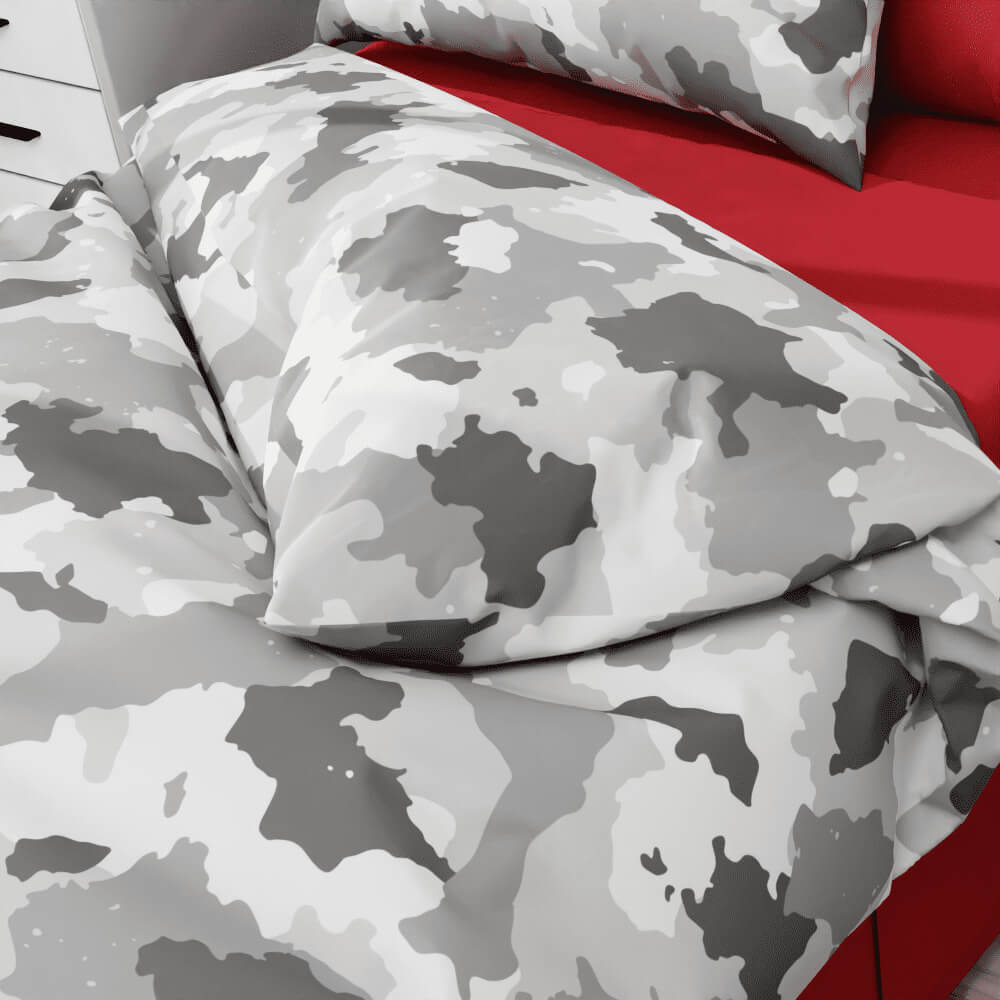 Camouflage Soft Gray Duvet Quilt Cover - Kidz Bedding