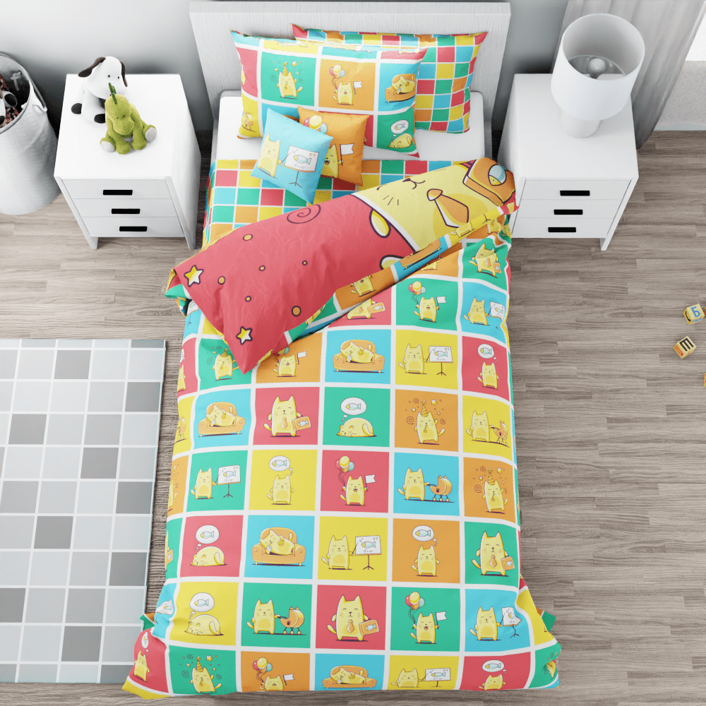 Cat Character Reversible Duvet Bed Set - Kidz Bedding