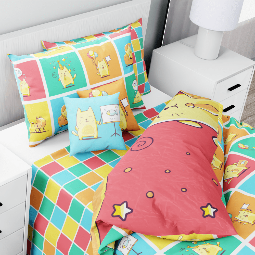 Cat Character Reversible Duvet Bed Set - Kidz Bedding