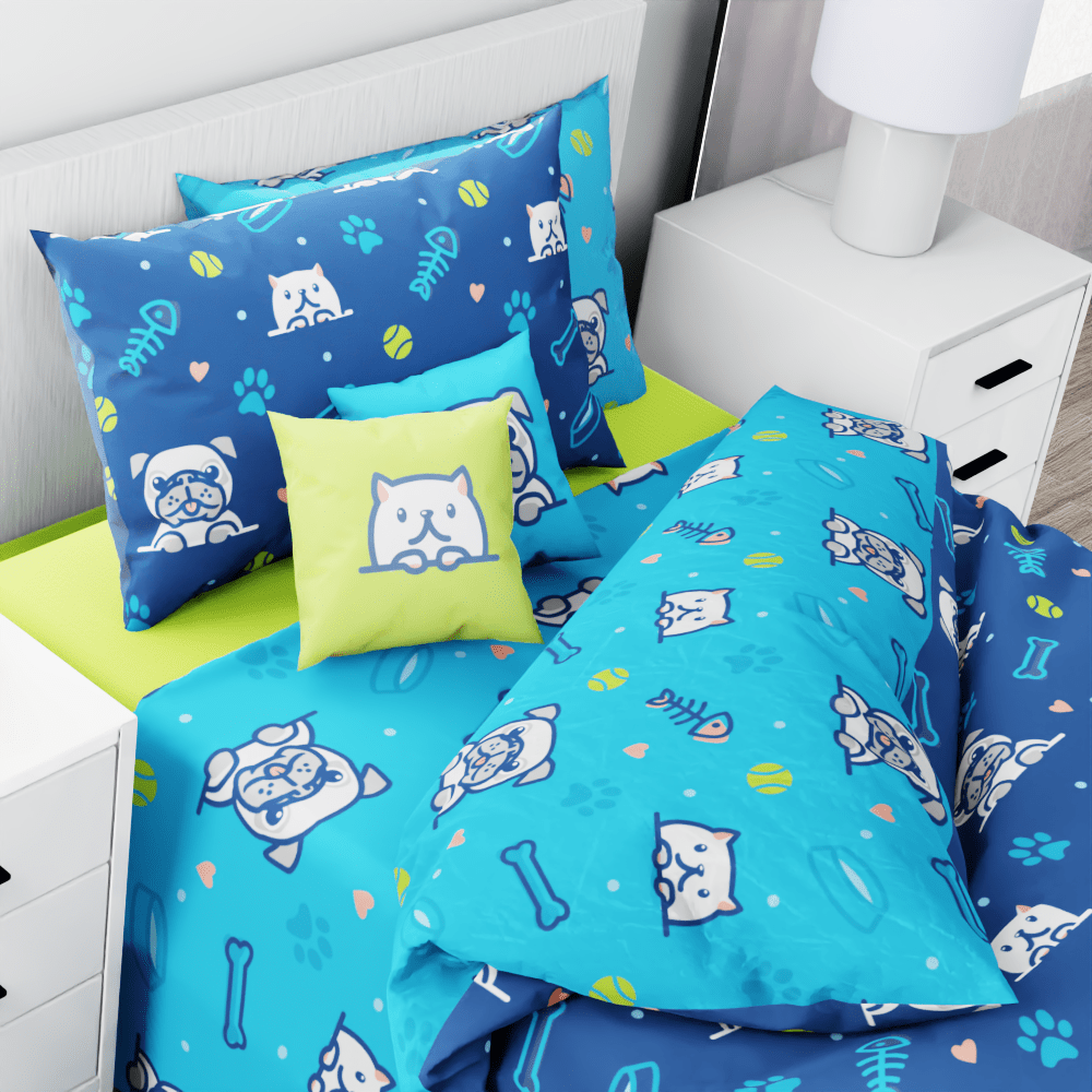 Cats and Dogs Reversible Duvet Bed Set - Kidz Bedding