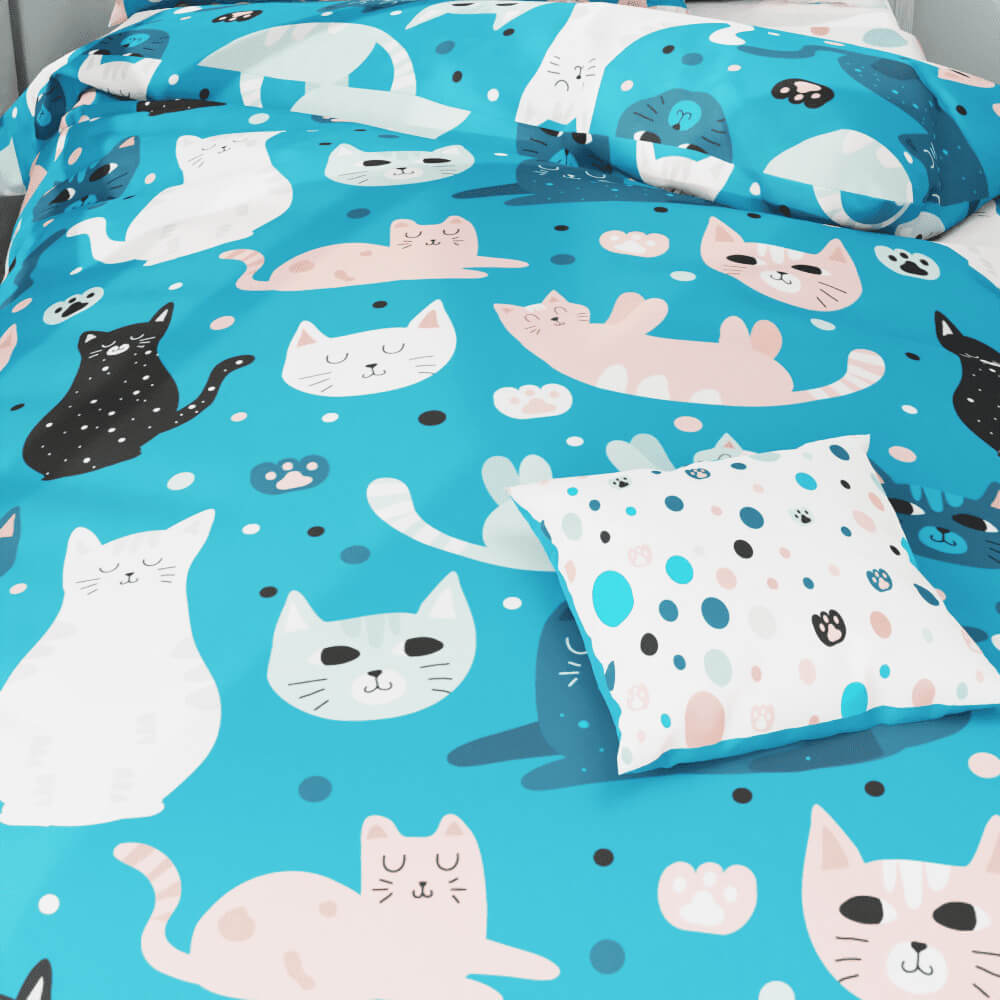 Cats and Pawprints Duvet Quilt Cover - Kidz Bedding