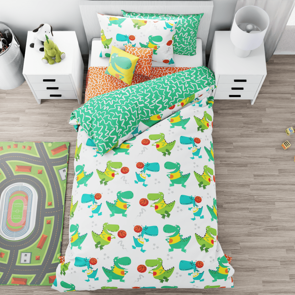 Basketball Dinosaur Reversible Duvet Bed Set - Kidz Bedding