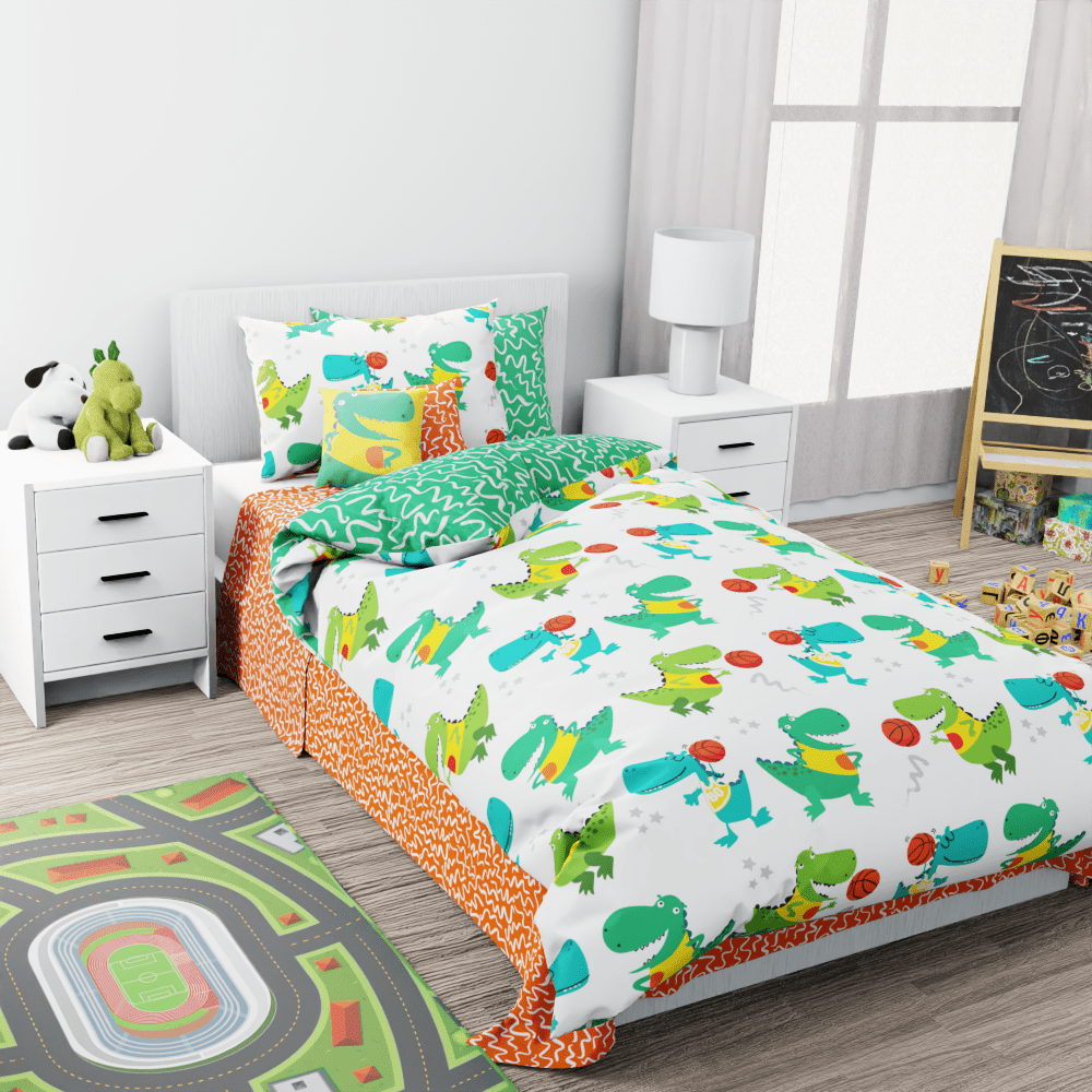 Basketball Dinosaur Reversible Duvet Bed Set - Kidz Bedding