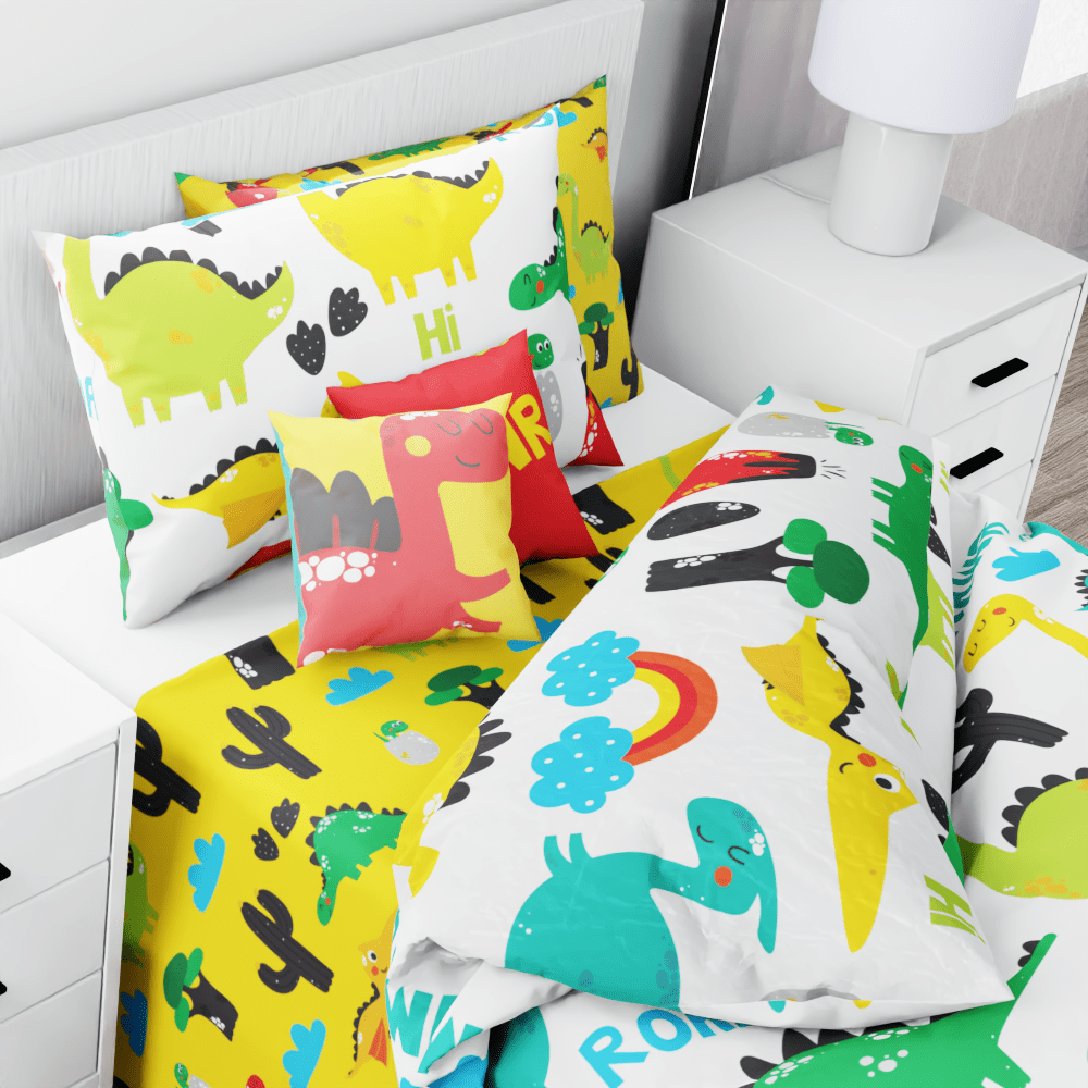 Dinosaur Cartoon Reversible Duvet Bed Set - Kidz Bedding