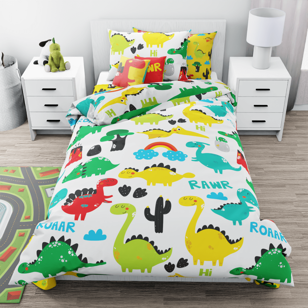 Dinosaur Cartoon Reversible Duvet Bed Set - Kidz Bedding