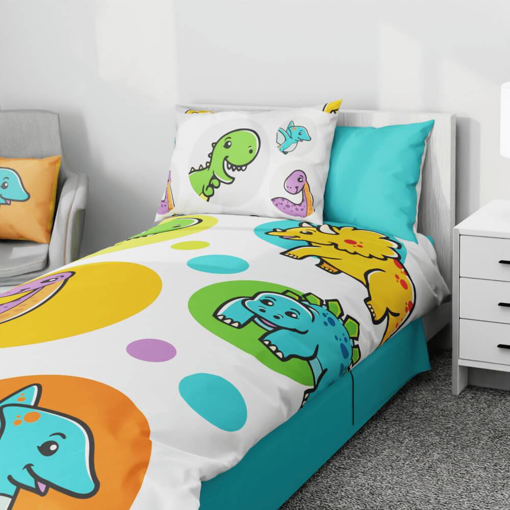 Dinosaur Circles Reversible Duvet Bed Set - Kidz Bedding