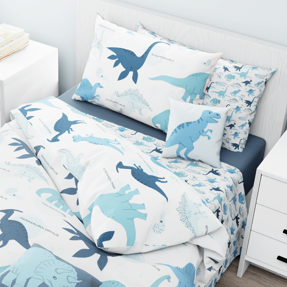 Blue Dinosaur Pattern Reversible Duvet Bed Set - Kidz Bedding