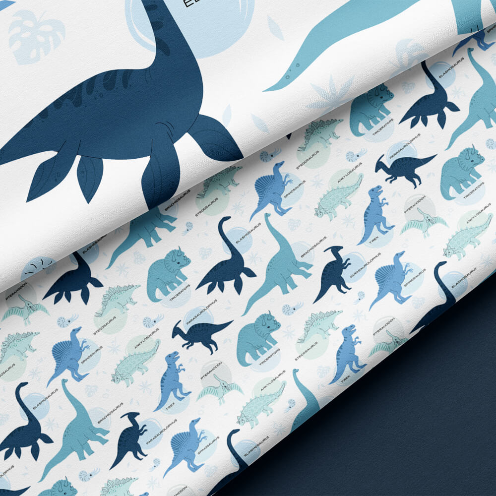 Blue Dinosaur Pattern 4pc Sheet Set - Kidz Bedding