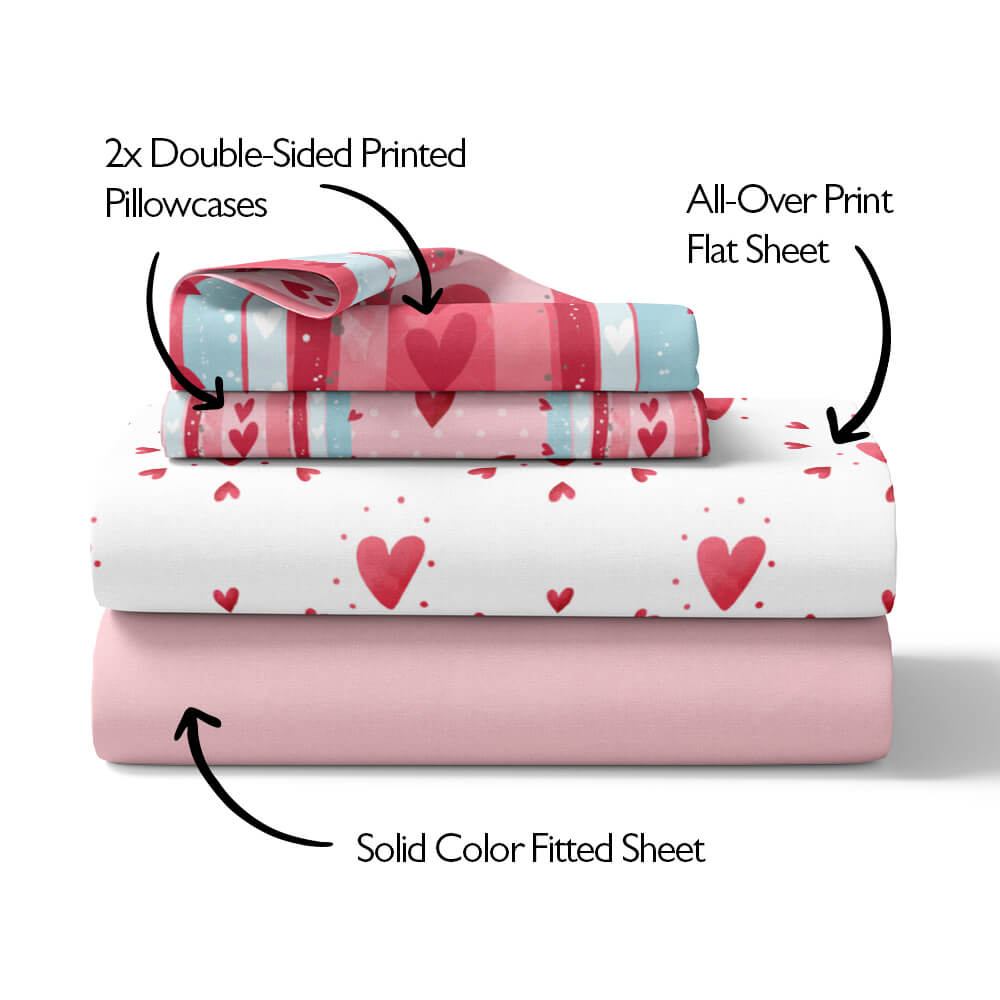 Rainbows & Hearts 4pc Sheet Set - Kidz Bedding