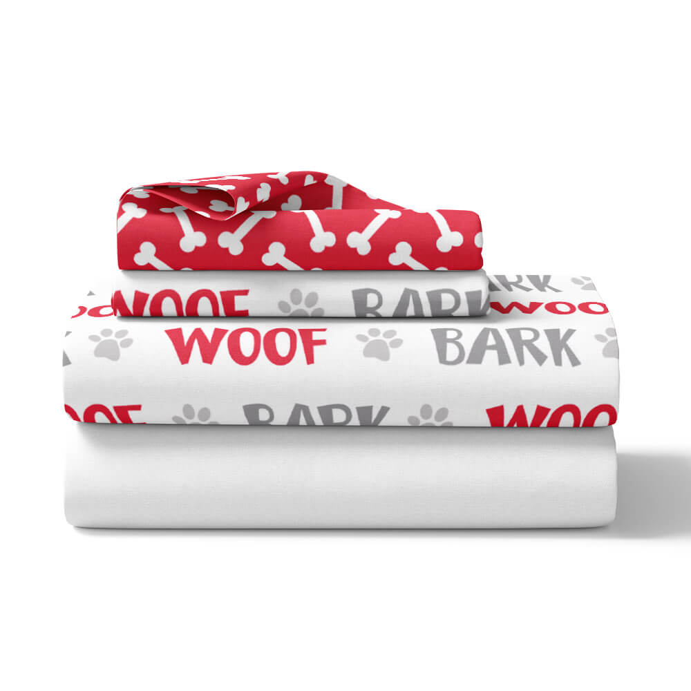 Woof Bark Dog-Themed 4pc Sheet Set - Kidz Bedding