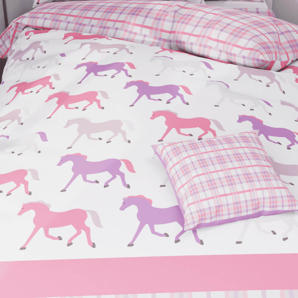 Gingham Horse Duvet Quilt Cover - Kidz Bedding