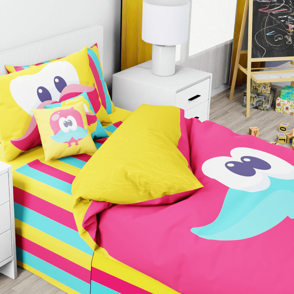 Little Mo Big Eyes Reversible Duvet Bed Set - Kidz Bedding