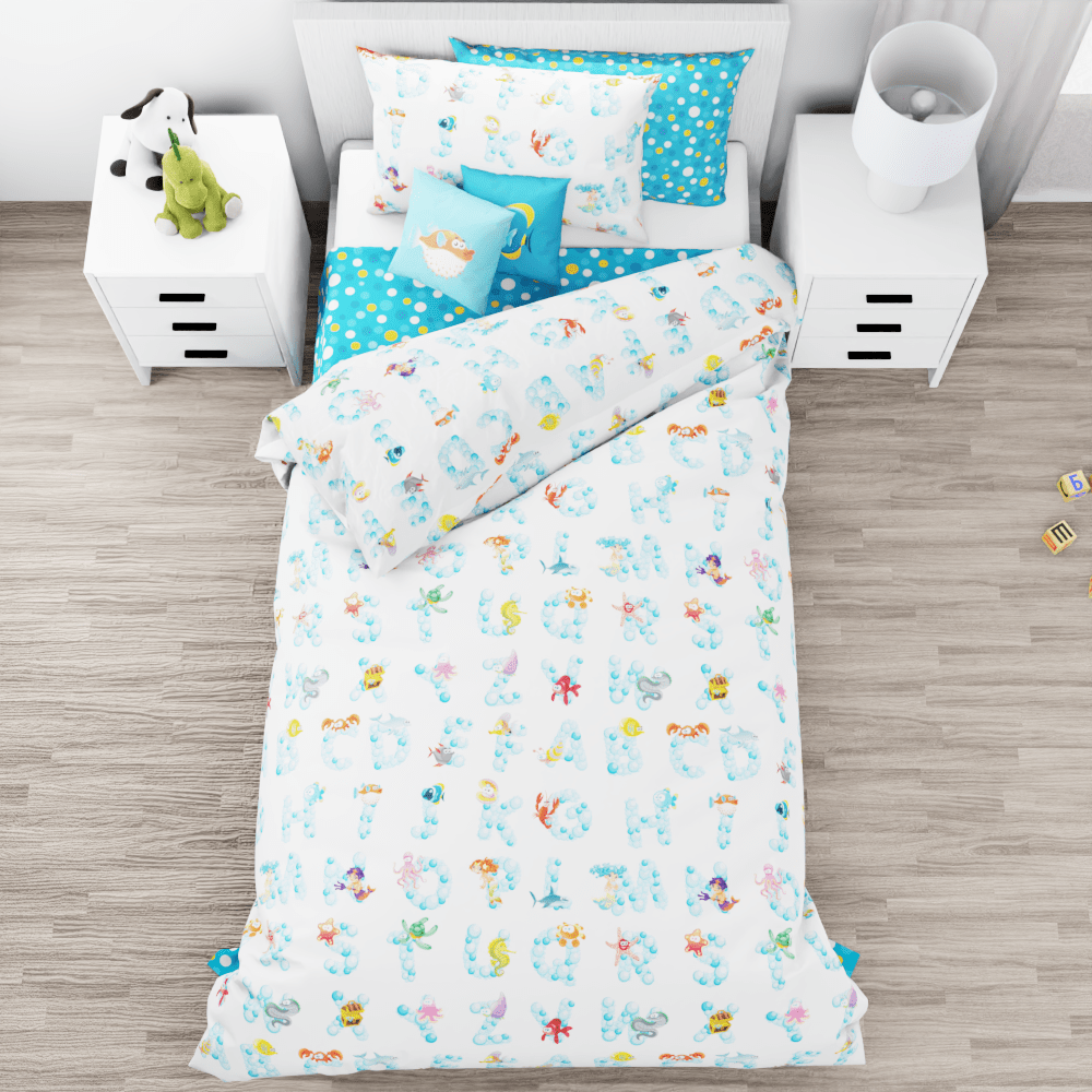 Mermaid Alphabet Reversible Duvet Bed Set - Kidz Bedding