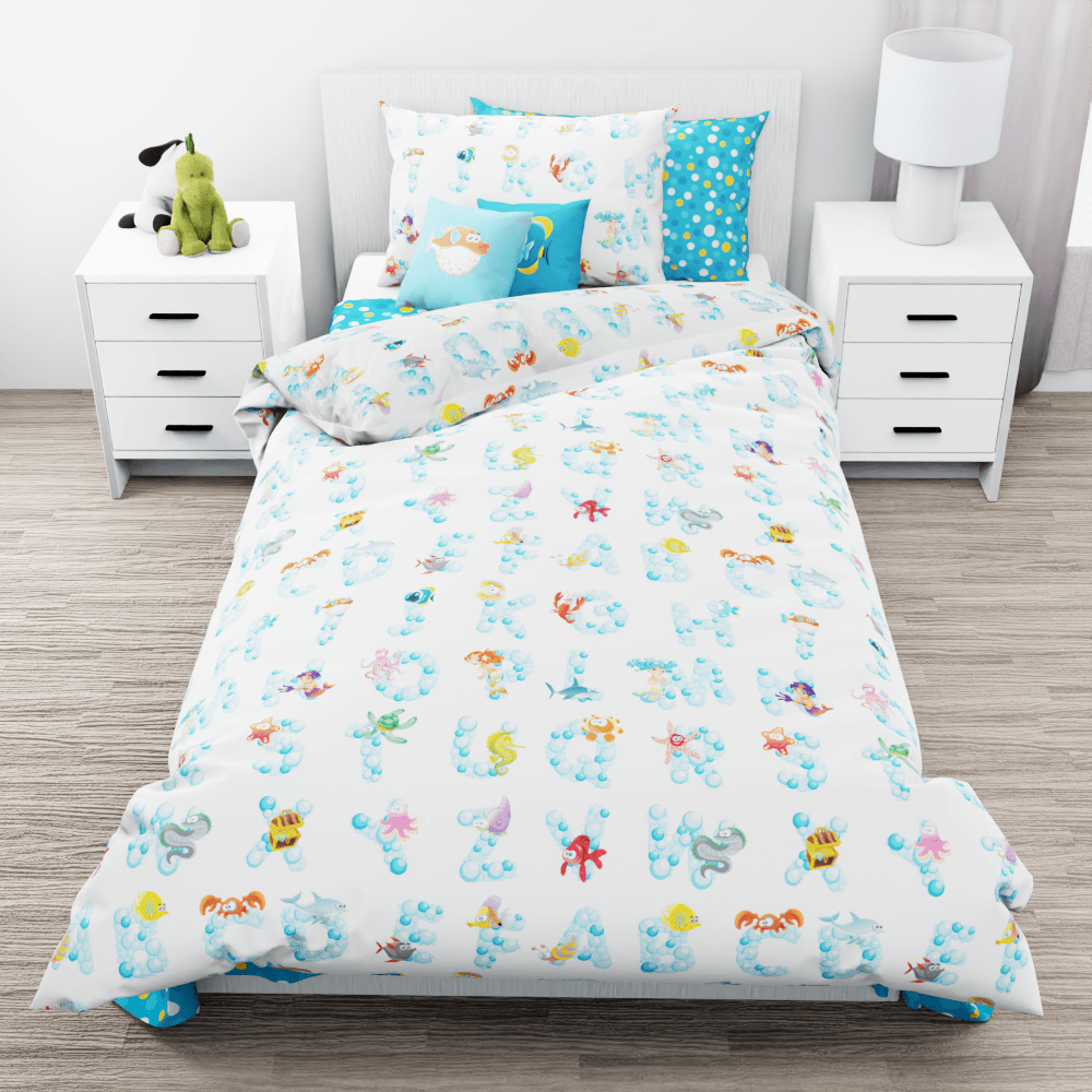 Mermaid Alphabet Reversible Duvet Bed Set - Kidz Bedding