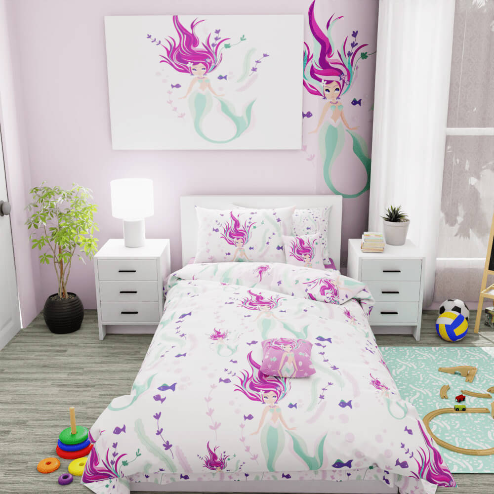 Beautiful Hair Mermaid Reversible Duvet Bed Set - Kidz Bedding