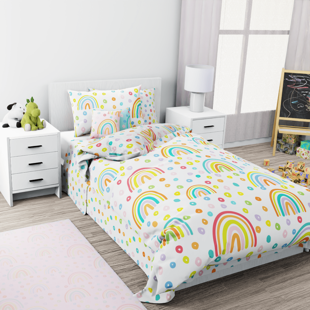 Rainbow Dots Reversible Duvet Bed Set - Kidz Bedding