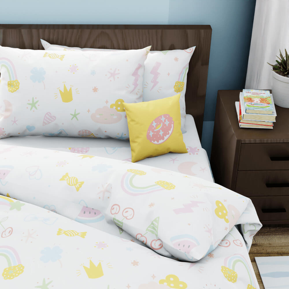 Happy Rainbows Reversible Duvet Bed Set - Kidz Bedding