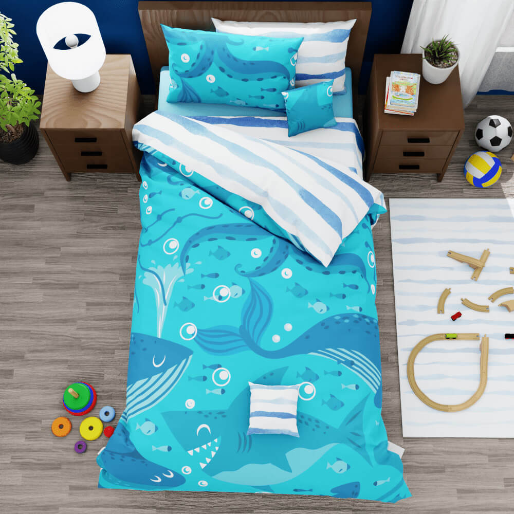 Sea Creatures Ocean Reversible Duvet Bed Set - Kidz Bedding