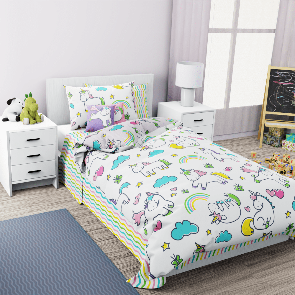 Unicorns Playing Reversible Duvet Bed Set - Kidz Bedding